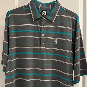 FootJoy Men's Polo with Gray and Teal Stripes